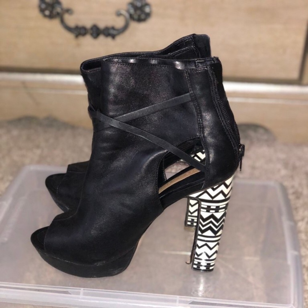 BCBG peep-toe booties